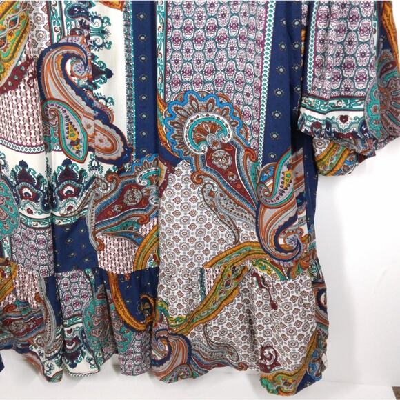 Entro Paisley Patchwork Long Sleeve Dress size Large - Picture 4 of 11